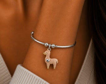 Alpaca/Llama Euro Bangle Cuff, Silver