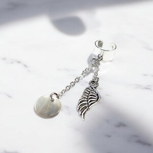 Angel Wing ear cuff, Silver - - LadybugfeetDesigns -