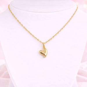 Heart necklace, Gold - 20 inch - - LadybugfeetDesigns -