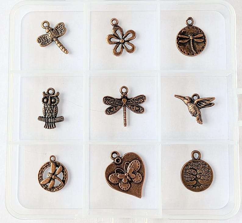 Boho Nature Charm Box - 9 pc., Rose-Gold/Copper - - LadybugfeetDesigns -