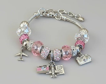 Travel/Vacation European beaded bracelet - Silver