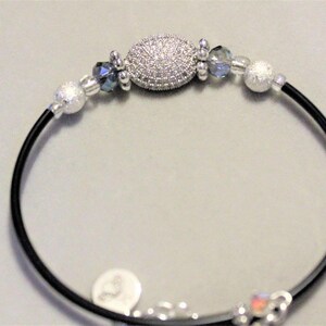 Cubic Zirconia Memory Wire Bangle bracelet - - LadybugfeetDesigns -