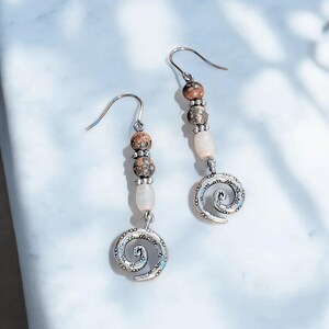 Opal, Jasper Swirl Earrings - - LadybugfeetDesigns -