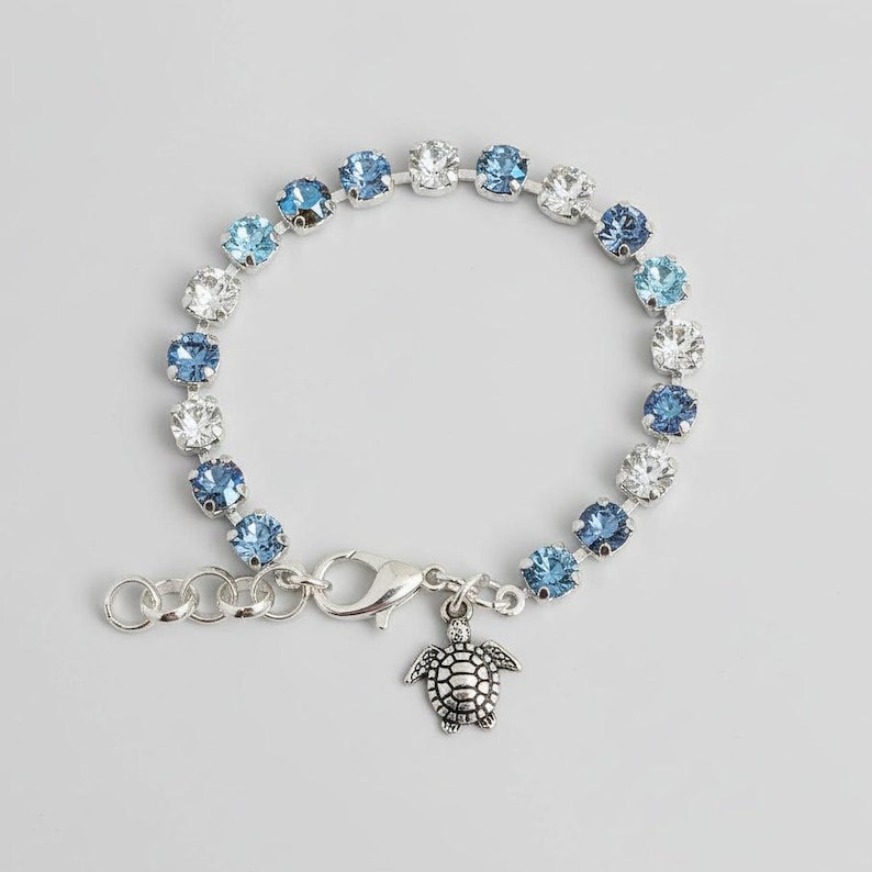 Sea Turtle Faceted Crystal Bracelet - - LadybugfeetDesigns -