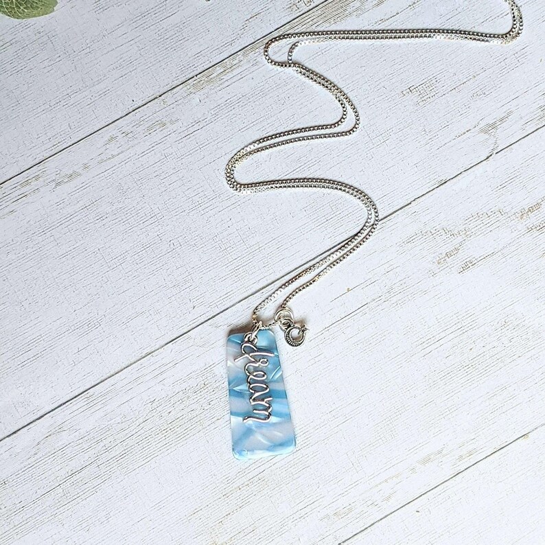 Dream Tag necklace, Sterling Silver - 30 inch - - LadybugfeetDesigns -