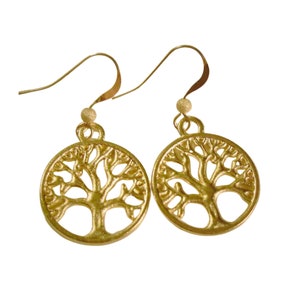 Tree of Life dangle earrings, gold