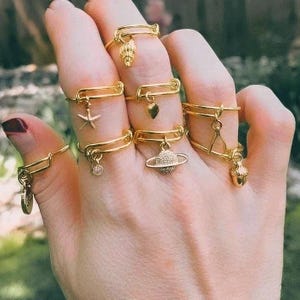 Adjustable 14k Gold Filled charm dangle ring, DESIGN YOUR Charm Ring