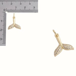CZ Whale Tail necklace, Gold - 20 inch - - LadybugfeetDesigns -