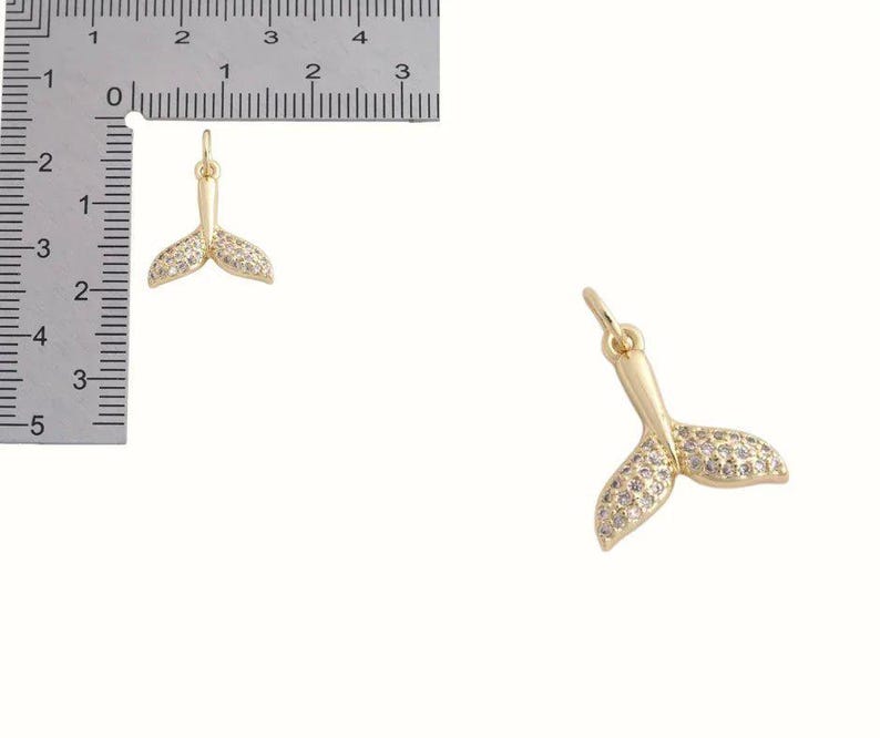 CZ Whale Tail necklace, Gold - 20 inch - - LadybugfeetDesigns -