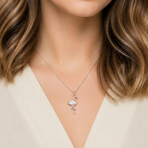 Rustic Flamingo Necklace, 20 inches - Silver - - LadybugfeetDesigns -