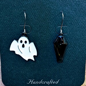 Mismatched Ghost/Coffin Halloween Earrings VII - - LadybugfeetDesigns -