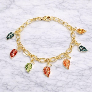 Autumn Leaves Textured Chain Bracelet, Gold