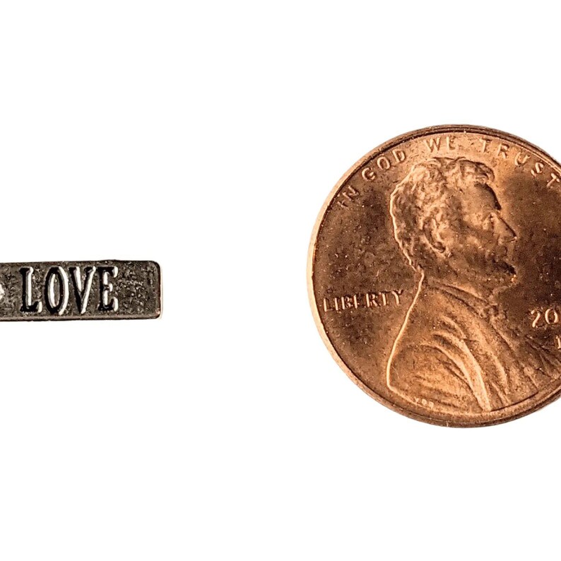 Silver Love Tag Charm - - LadybugfeetDesigns -