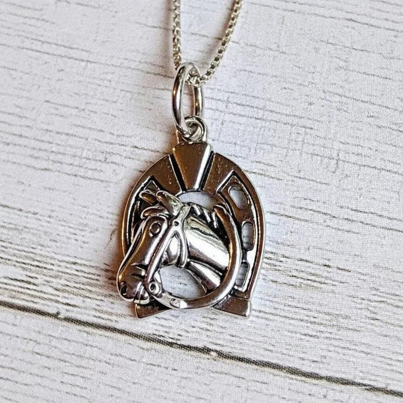 Horse Pendant charm necklace, Sterling Silver - 22 inch - - LadybugfeetDesigns -