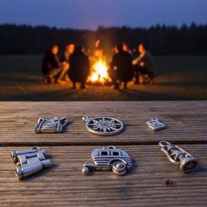 Happy Camper Mini Charm Box - 6 pc., Silver - - LadybugfeetDesigns -