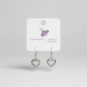 Fancy Little Heart Sterling Silver Dangle earrings - - LadybugfeetDesigns -
