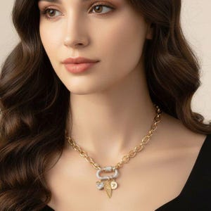 Dragonfly/Fairy Wing, Heart Carabiner Necklace, Gold - Adjusts up to 20 inches - - LadybugfeetDesigns -