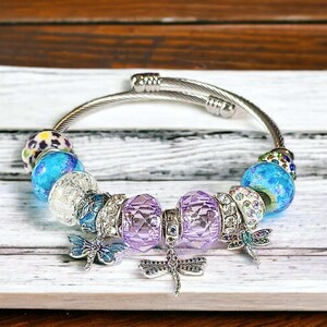 Dragonfly Euro Cuff Wrap Bracelet, Silver - - LadybugfeetDesigns -