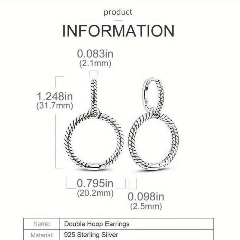 Sterling Double Hoop Sterling Wave Earrings, 3 in 1 Hoops - - LadybugfeetDesigns -
