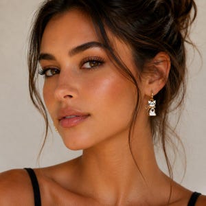 Kitty Cat Hoop earrings, Gold - 12mm - - LadybugfeetDesigns -