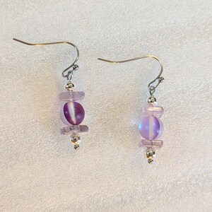 Amethyst/Purple Mermaid Glass Beaded Hook Earrings - - LadybugfeetDesigns -