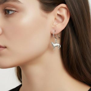 Howling Wolf Hook Earrings, Silver - - LadybugfeetDesigns -