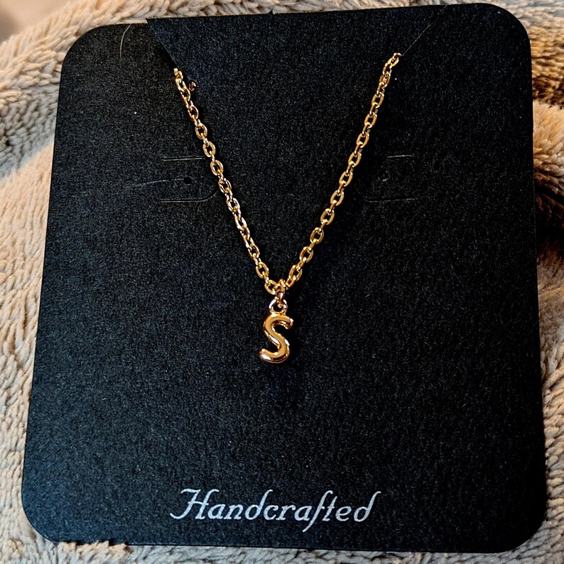 Mini Bubble Initial Necklace - Gold- 20 inch - - LadybugfeetDesigns -