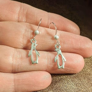 Penguin Sterling Silver dangle earrings - - LadybugfeetDesigns -