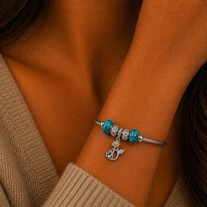 Playful Kitty Euro Cuff Wrap Bracelet, Silver - - LadybugfeetDesigns -
