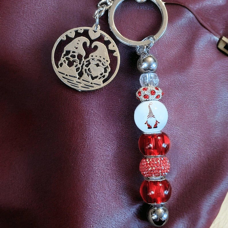 Gnome Couple Keychain/Purse Clip - - LadybugfeetDesigns -