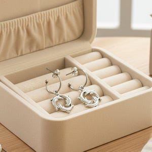 Dolphin Trio Hoop earrings, Silver - 16mm - - LadybugfeetDesigns -