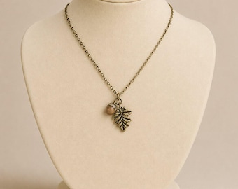 Eikel eikenbladketting, antiek brons