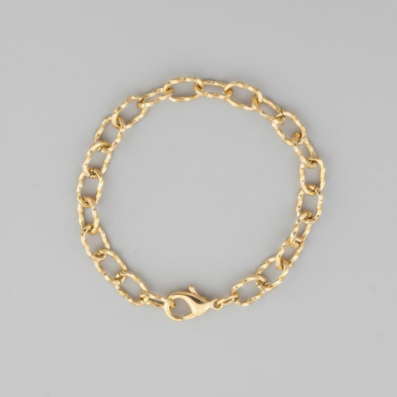 14K Gold Filled Textured Oval cable chain Bracelet Base - D.i.y. - Build Your Charm Bracelet! - - LadybugfeetDesigns -