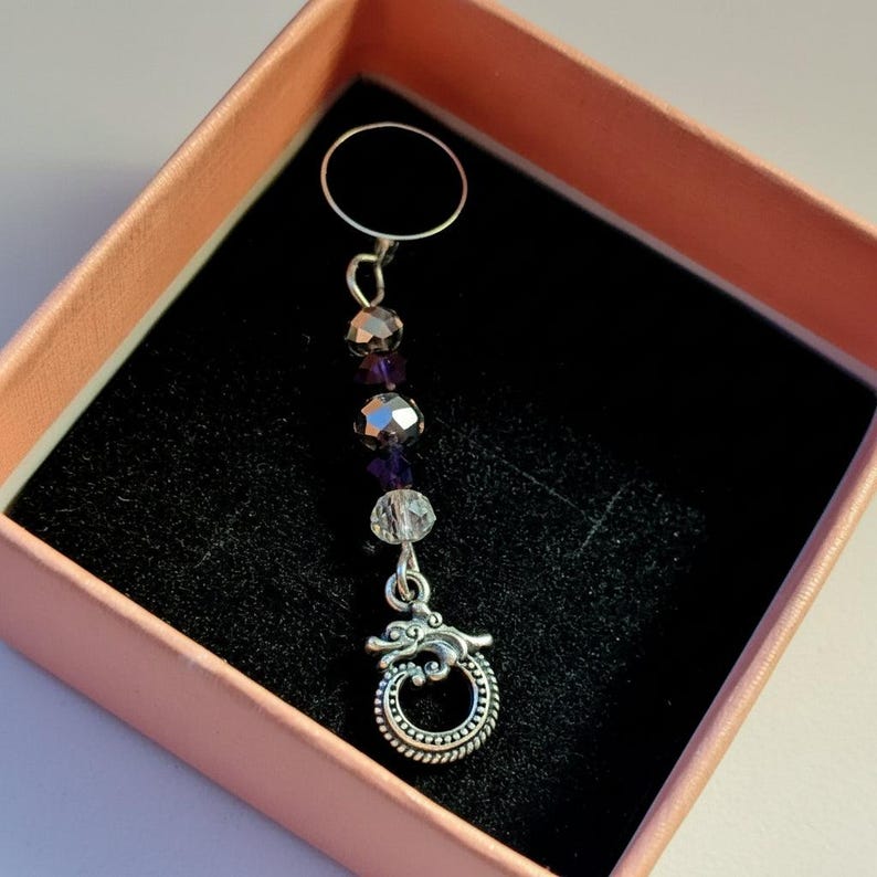 Silver Dragon Crystal Ear Cuff - - LadybugfeetDesigns -