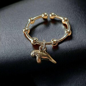 Sterling Silver Manatee Adjustable Charm Ring - - LadybugfeetDesigns -