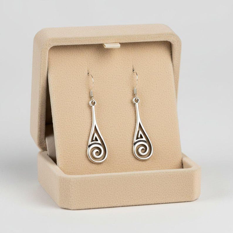 Swirl Drop Sterling Silver Dangle earrings - - LadybugfeetDesigns -