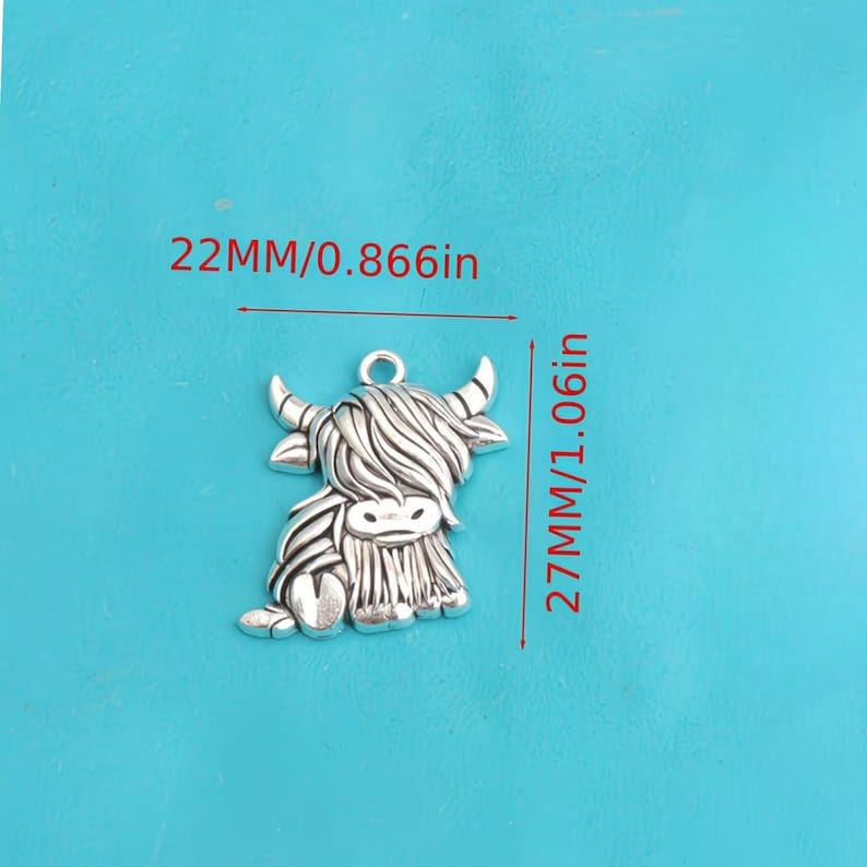 Scottish Highland Cow Euro Bangle Cuff, Silver - - LadybugfeetDesigns -