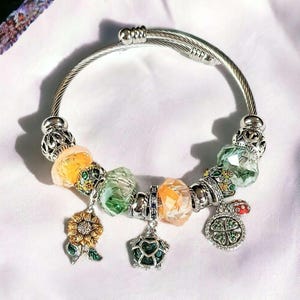 Garden Party Euro Cuff Wrap Bracelet, Silver - - LadybugfeetDesigns -