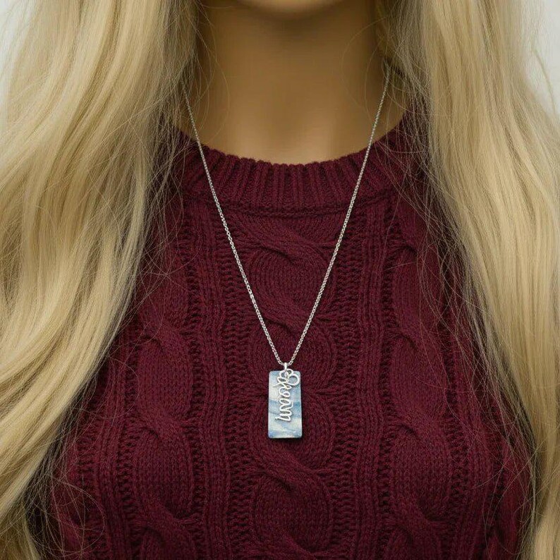 Dream Tag necklace, Sterling Silver - 30 inch - - LadybugfeetDesigns -
