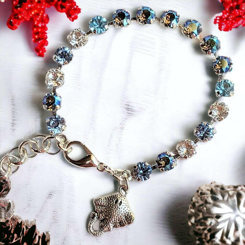 Manta Ray Faceted Crystal Bracelet, Silver - - LadybugfeetDesigns -