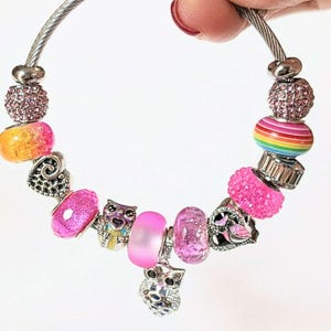 Pretty Owl Euro Cuff Wrap Bracelet, Silver - - LadybugfeetDesigns -