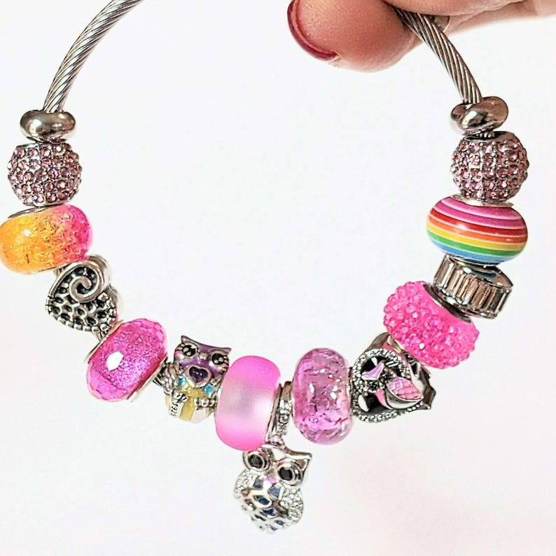 Pretty Owl Euro Cuff Wrap Bracelet, Silver - - LadybugfeetDesigns -