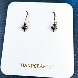 Tiny Puffy Heart Earrings - - LadybugfeetDesigns -