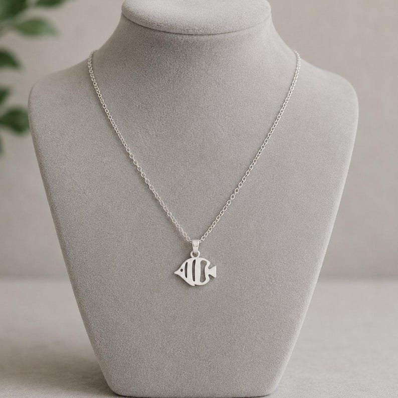 Tropical Fish Necklace, 20 inches - Silver - - LadybugfeetDesigns -