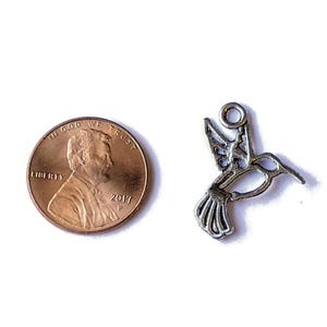 Silver Open Hummingbird Charm - - LadybugfeetDesigns -