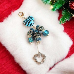 Zebra Stripe Heart Purse Charm/Junk Journal Charm - - LadybugfeetDesigns -