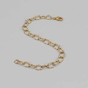 14K Gold PVD Plated Hammered Stainless Steel Charm Bracelet Base - D.i.y. - Build Your Charm Bracelet! - - LadybugfeetDesigns -