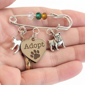 Adopt a Pet Safety Pin Brooch, Purse Charm - - LadybugfeetDesigns -