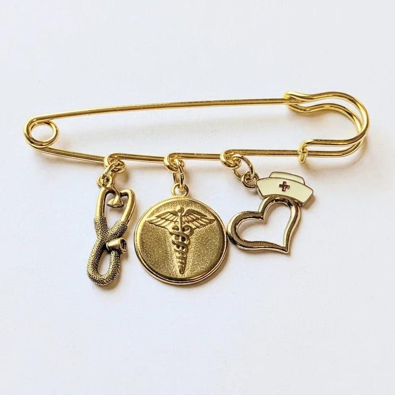 Nurse Safety Pin Brooch, Purse Charm - - LadybugfeetDesigns -