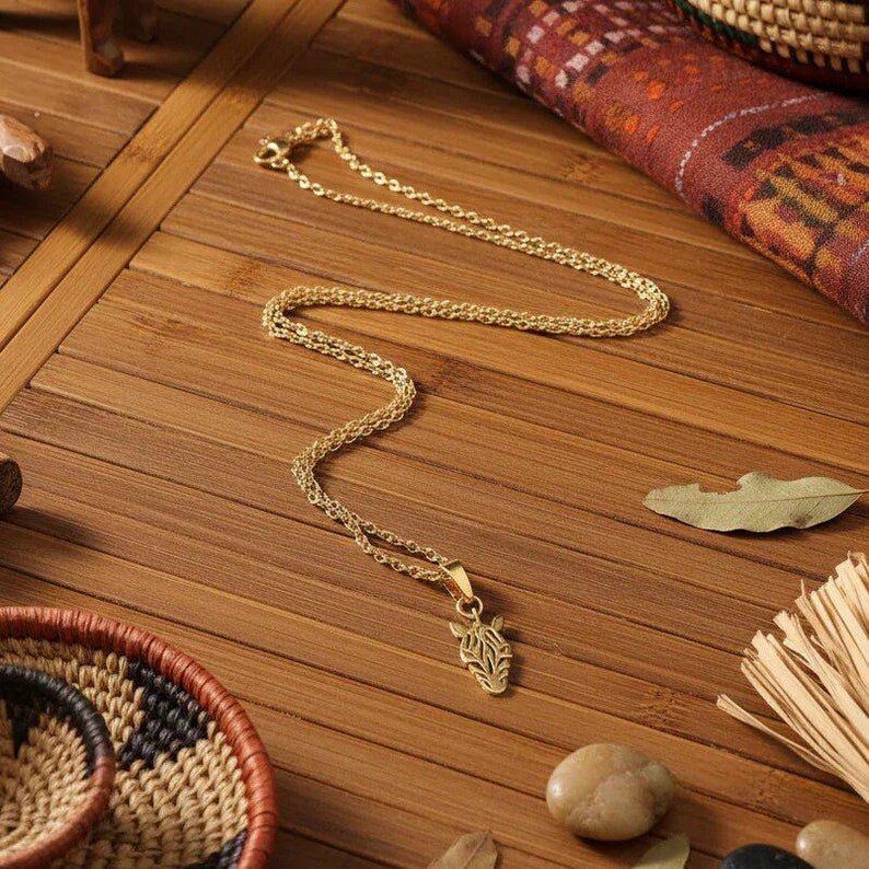 Zebra necklace, Gold - 20 inch - - LadybugfeetDesigns -